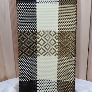 Mexican Beige, Brown, and Gold Handwoven Grocery Rolling Cart