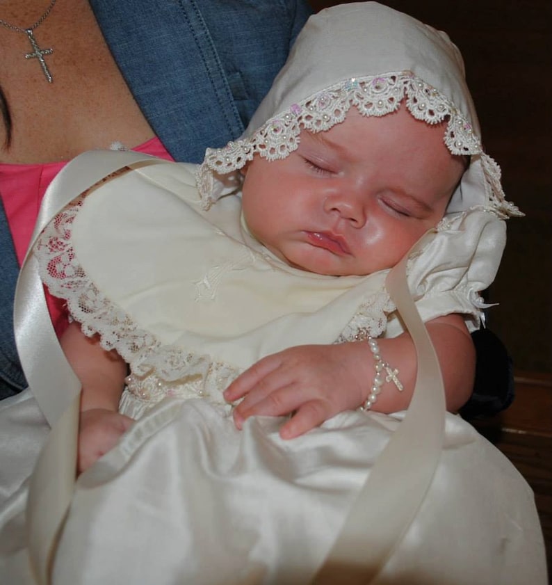 Infant, Baby, Toddler, Child Pearl & Sterling Silver Bracelet with Cross Charm Christening, Baptism, 1st Communion, Confirmation image 3