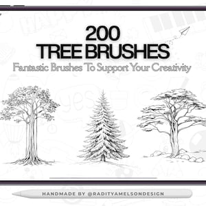 200 timbres d'arbre pour procréer | Ensemble de pinceaux numériques