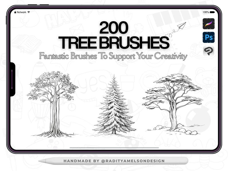 200 Tree Stamps for Procreate | Digital Brush Set - Etsy