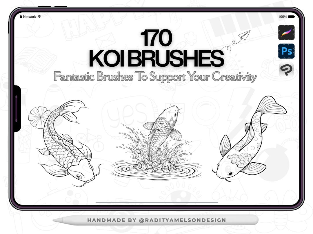 Procreate Koi Fish Tutorial 170 Koi Procreate Brushes β Elegant Collection for Water and Nature ...