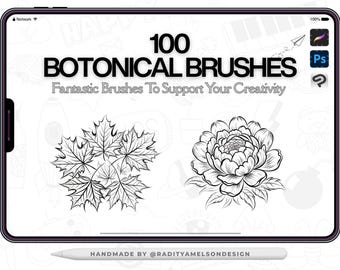 100 Procreate Botanical Stamps: Floral & Leaf Brush Set