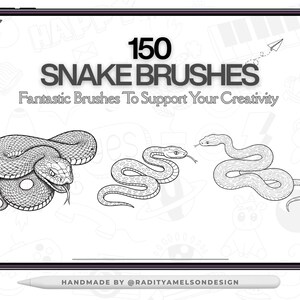 150 Snake Collection – Procreate-penselset för ormsilhuetter, reptiler och mörk fantasikonst