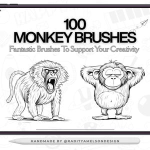 100 Monkey Procreate Brushes - Adorable Collection for Animal-Themed Digital Art