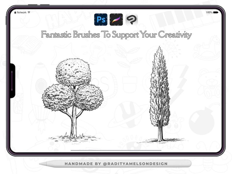 200 Tree Stamps for Procreate | Digital Brush Set - Etsy