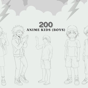 200 Anime Kids Boy Procreate Brushes: Digital Art Collection