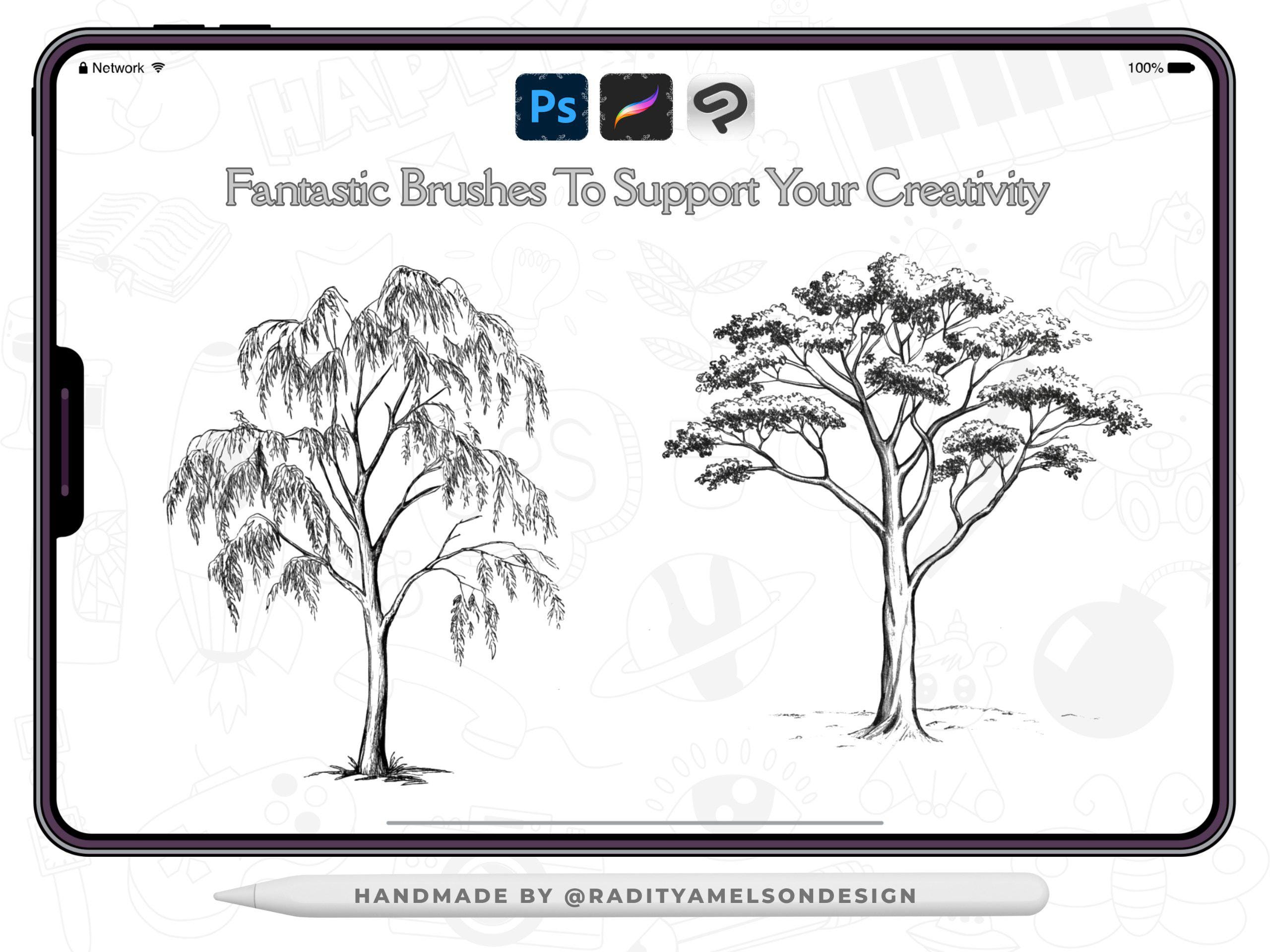 200 Tree Stamps for Procreate | Digital Brush Set - Etsy
