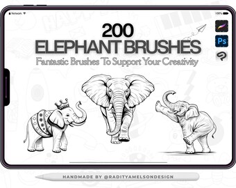 200 Elephant Procreate Brushes - Complete Collection for Wildlife-Inspired Digital Art