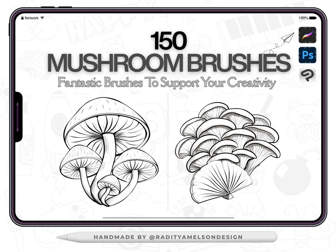 150 Mushroom Stamps for Procreate | Digital Brush Set - Etsy
