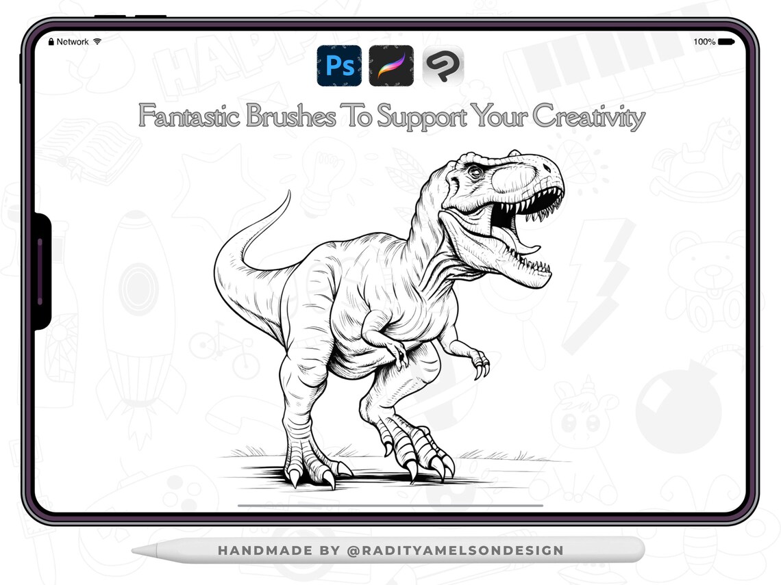 99 Dinosaur Procreate Brushes - Prehistoric Collection for Digital Art ...