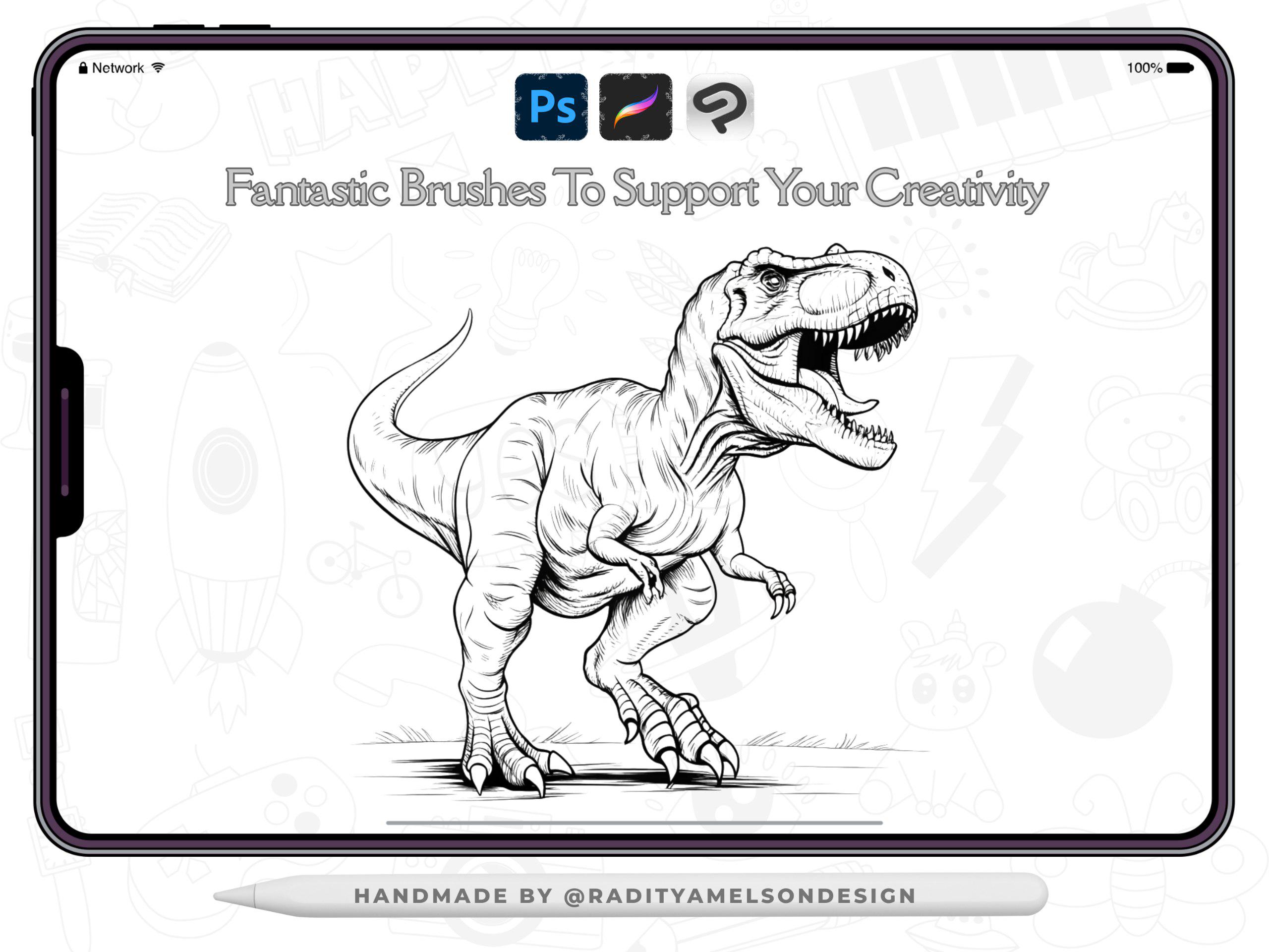 99 Dinosaur Procreate Brushes - Prehistoric Collection for Digital Art ...