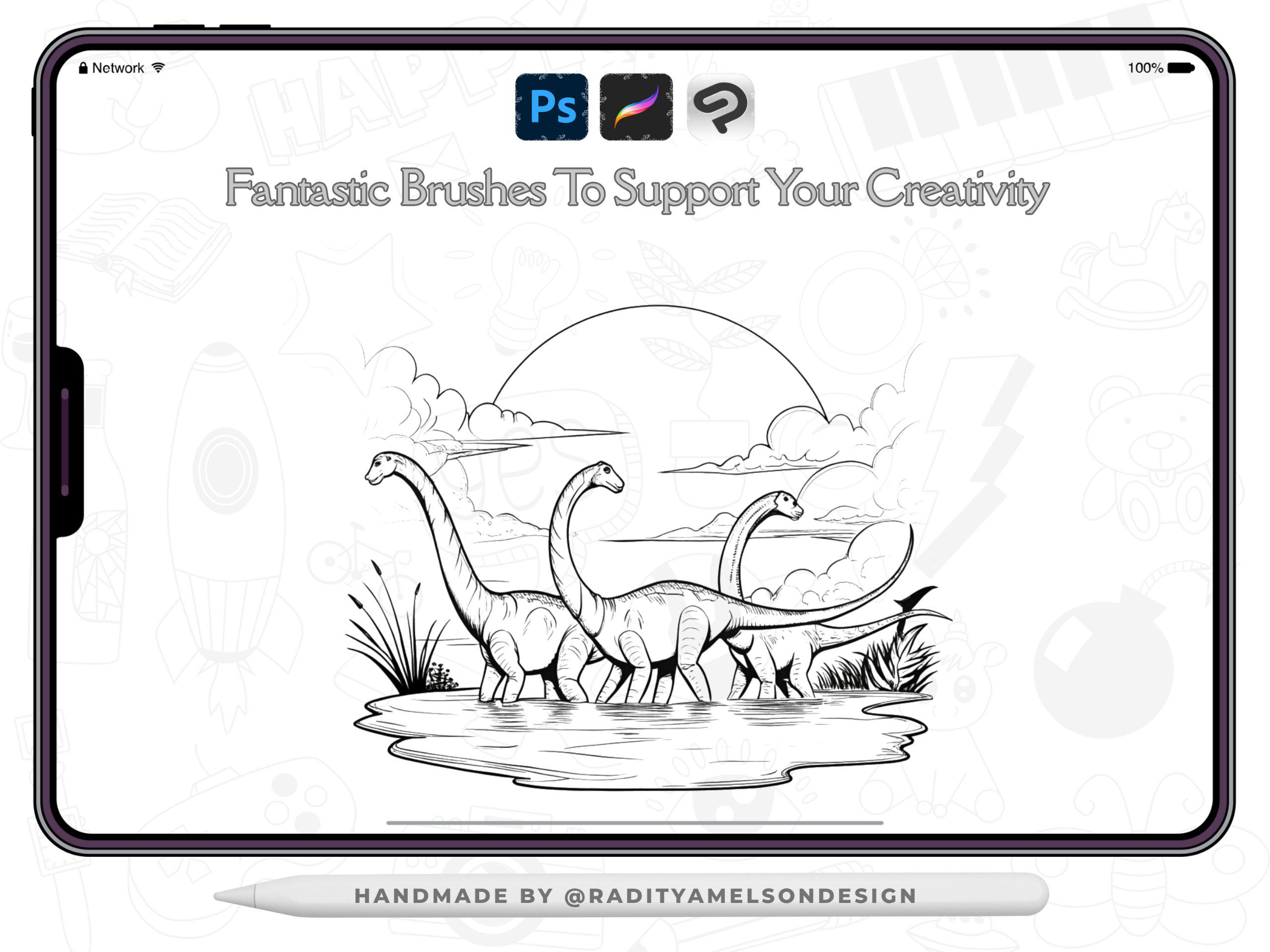 99 Dinosaur Procreate Brushes - Prehistoric Collection for Digital Art ...