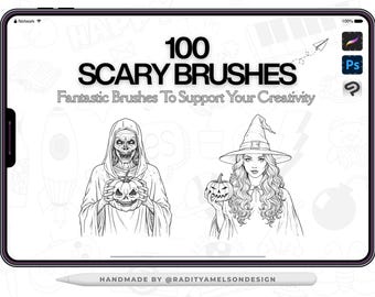 100 Pinceles de Monstruos para Procreate: Colección de Terror para Arte Digital Terrorífico
