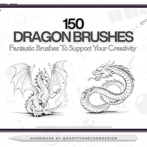 150 pędzli Dragon Procreate – kolekcja fantasy do sztuki legendarnych stworzeń