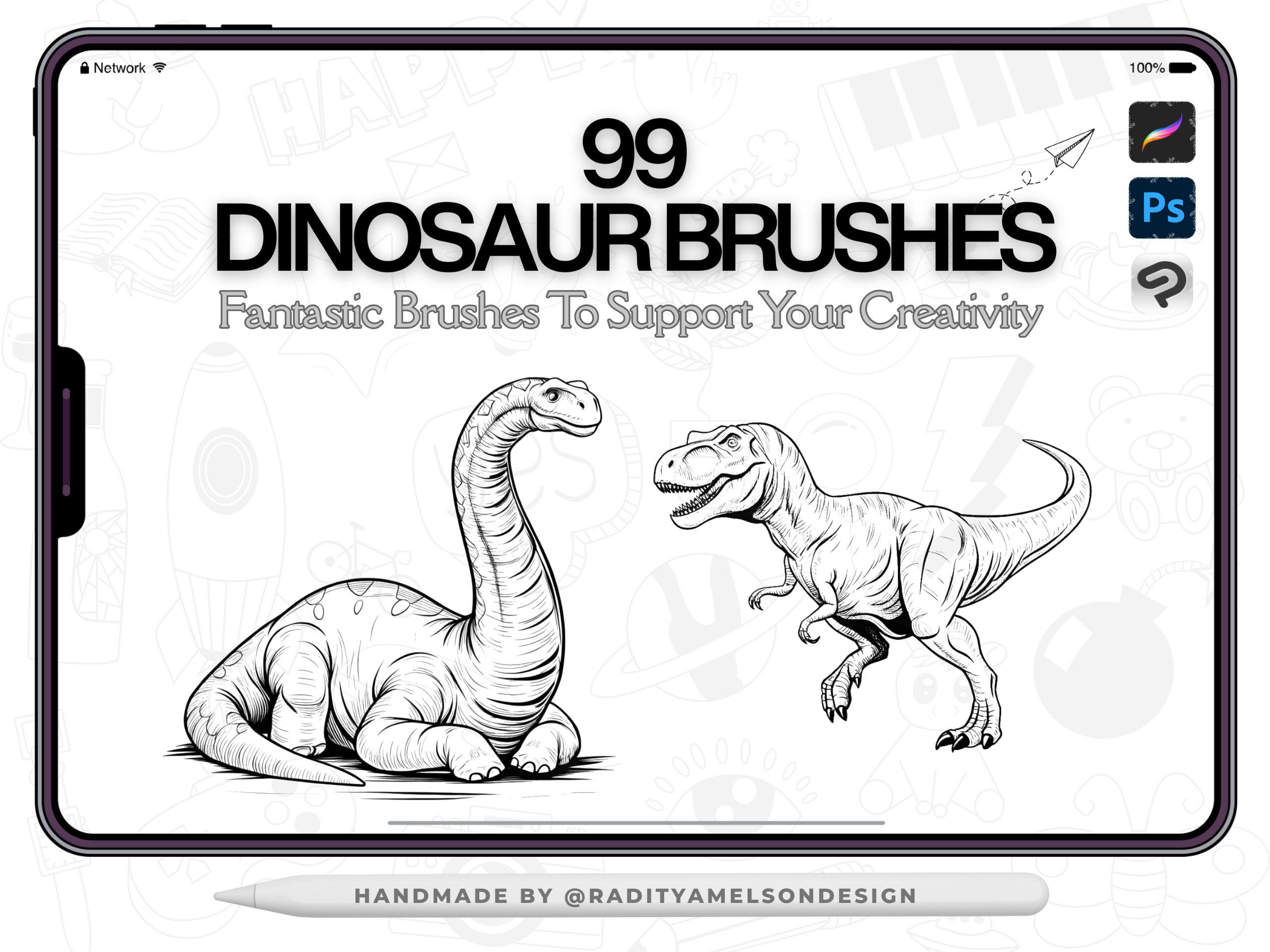 99 Dinosaur Procreate Brushes - Prehistoric Collection for Digital Art ...