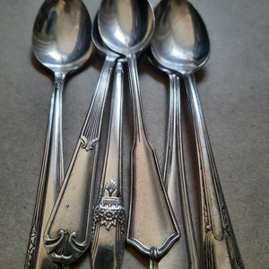 Silverplate spoons set of 6 mixed design flatware silverware silver set antique vintage