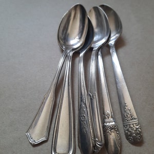 Silverplate spoons set of 6 mixed design flatware silverware silver set antique vintage