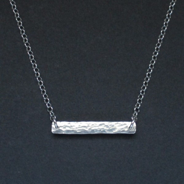 Sterling Silver Forged Bar Necklace