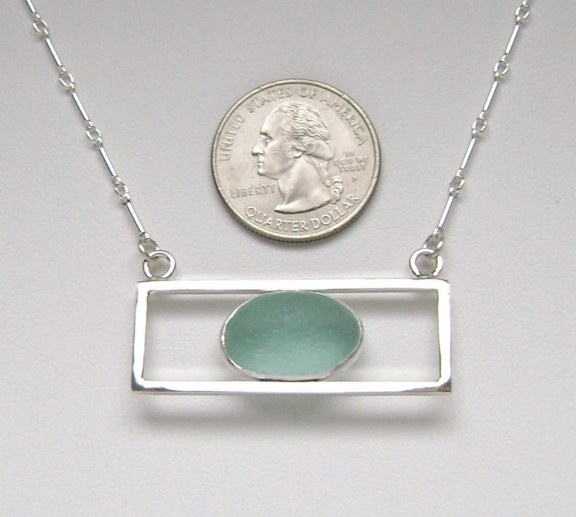 Sea Glass Jewelry Sterling Aqua Sea Glass Necklace Etsy
