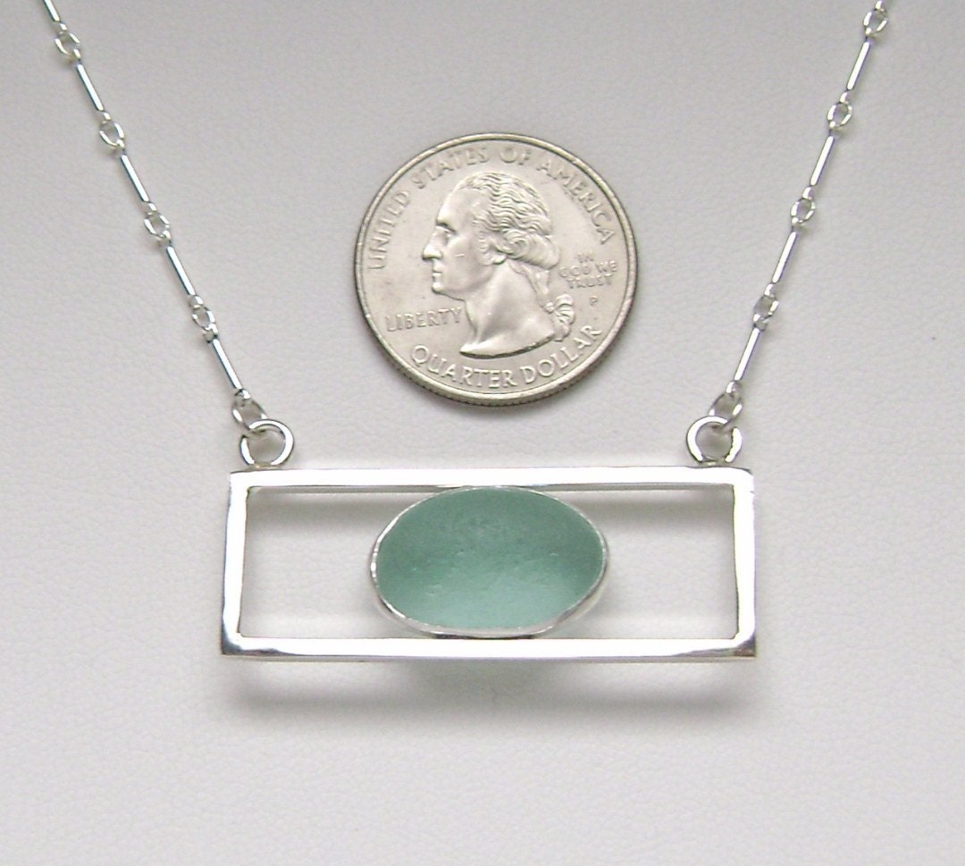 Sea Glass Jewelry Sterling Aqua Sea Glass Necklace Etsy