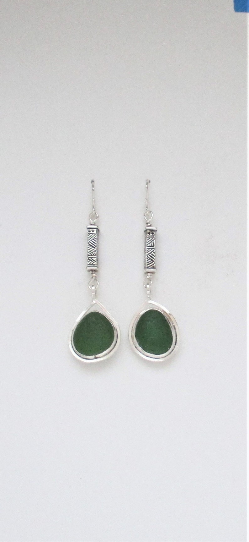 Sea Glass Jewelry Sterling Green Sea Glass Earrings
