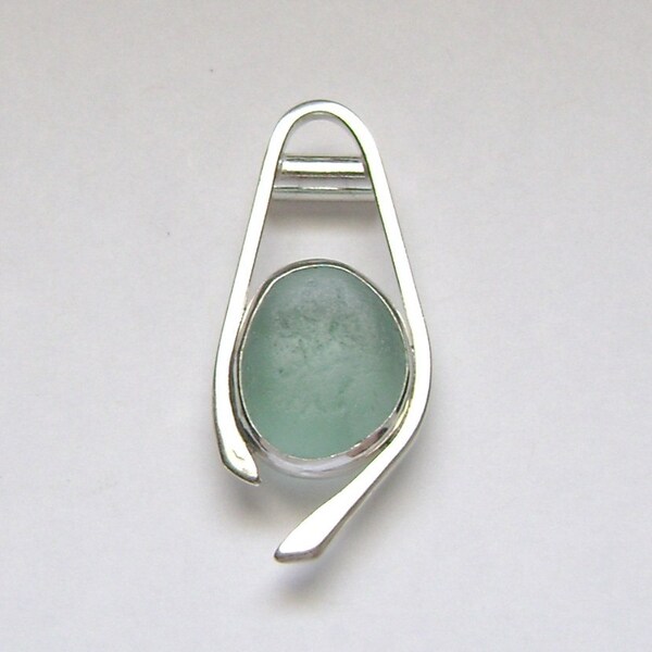 Sea Glass Jewelry - Sterling Aqua Sea Glass Pendant