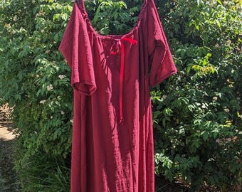Burgundy Med/Lg Linen Gauze Outlander Wedding Night Claire Shift Ready now!