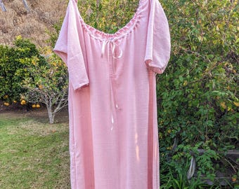 Pink Rose L/XLg Linen Cotton Gauze Outlander Claire Shift Ready now!