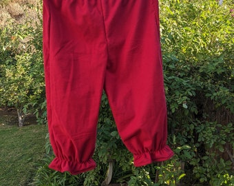 Ready now!  Womens Chili Pepper Red Cotton Flannel Bloomers Basic Frugal Frills No Lace Med & Lg