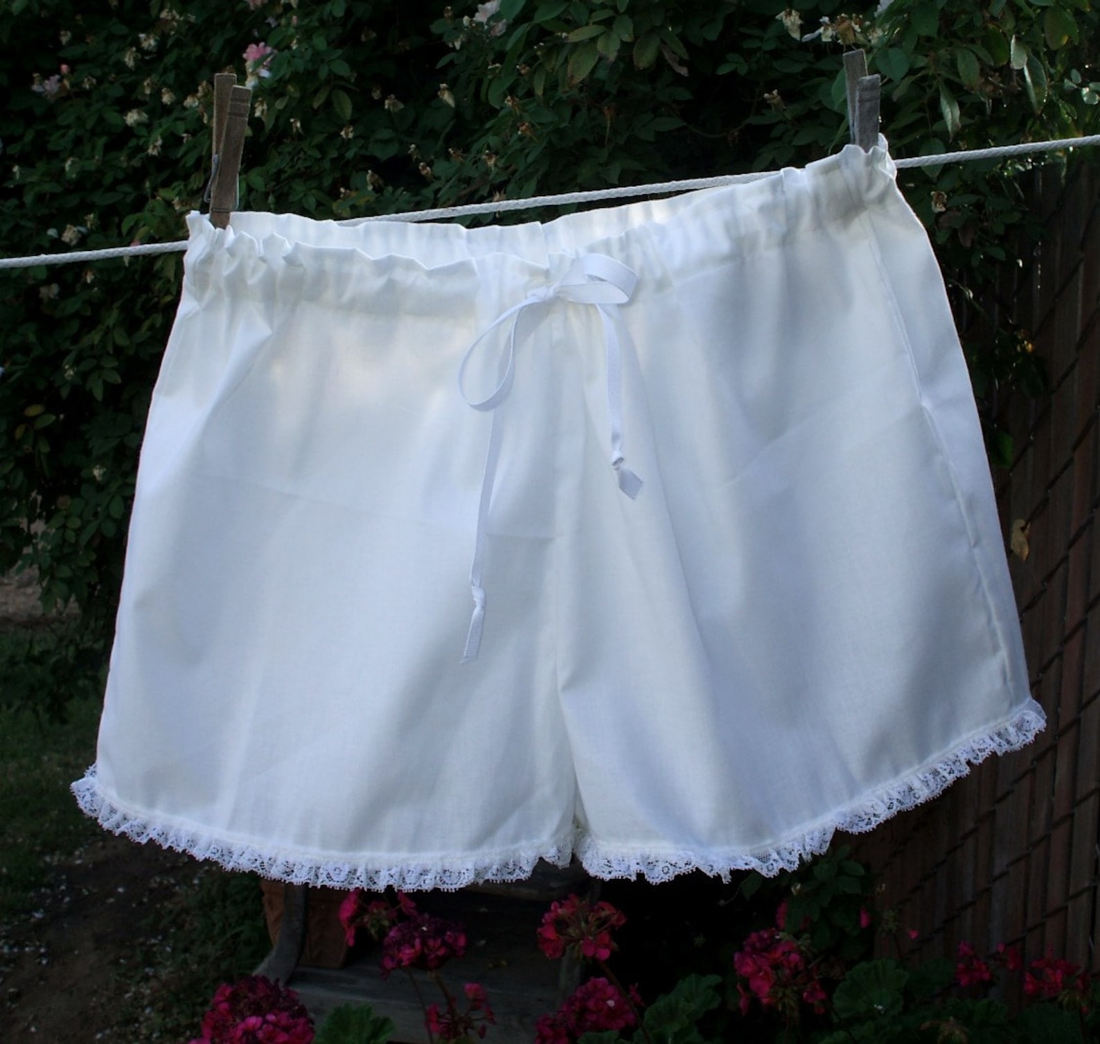 Womens Short Pantaloons XS 3X Cotton Lace Trim | Etsy