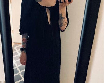 Black Linen Gauze Chemise Dress - Outlander Inspired Renaissance Shift