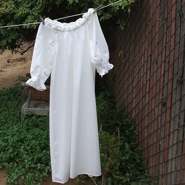 Renaissance Chemise Cotton Costume womens XS - 2X Prairie Under Dress Ruffles No Lace