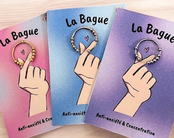 Bague fine à perles anti-stress pour TDAH – Fait-main, acier inoxydable, réglable – Or, argent, rose, multicolore & noir