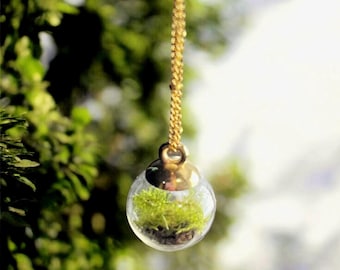 Nature bubble necklace in glass and stainless steel – Handmade poetic pendant