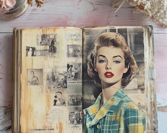 Vintage Fashion Junk Journal Kit | 1950s Printable Papers & Ephemera | 10 Retro Collage Pages + 3 Bonus Pages