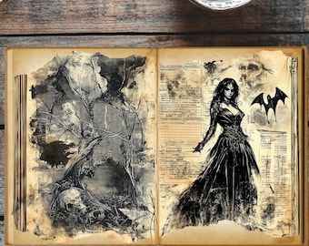 Mystic Coven Collection - Gothic Junk Journal Pages | Witchy Digital Paper | Dark Academia Ephemera | Printable Grimoire Kit