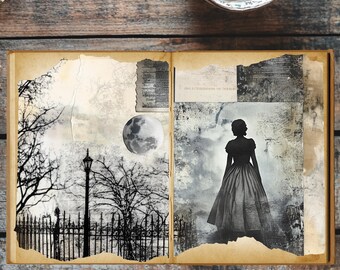 Victorian Moonlight - Junk Journal Pages Digital Download