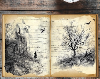 Echoes of the Unseen: Gothic Junk Journal Kit, Dark Vintage Ephemera, Haunted Printable Pages, Macabre Scrapbook Kit, Spooky Collage Set