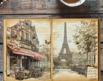 Parisian Whispers – Vintage Paris Junk Journal Pages | Printable Digital Ephemera