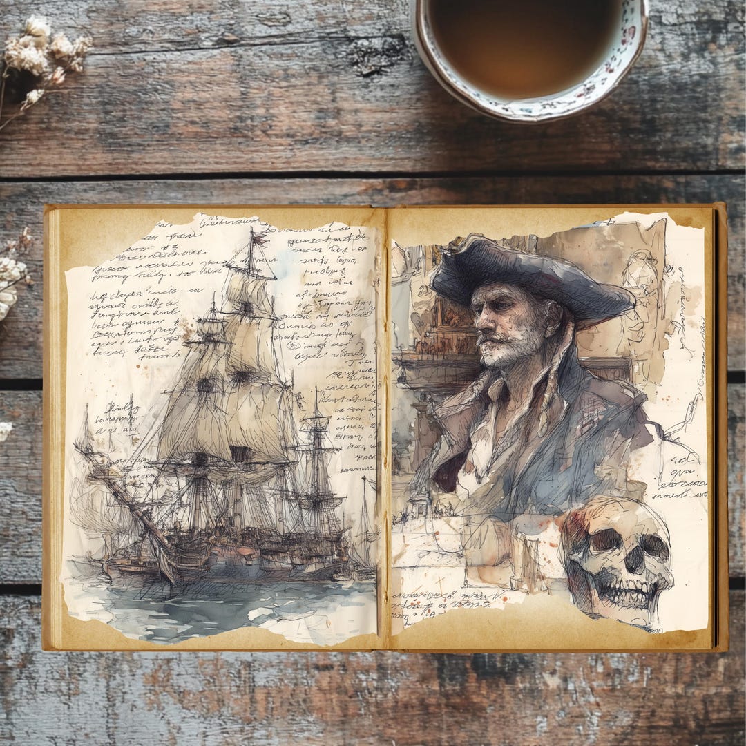Pirate Treasure Map Junk Journal Pages - Vintage Nautical Digital ...