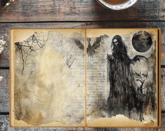 Midnight Reverie Junk Journal Kit | Gothic Vampire Digital Papers | Dark Academia Ephemera