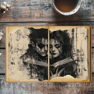 Gothic Lovers Junk Journal Kit | 10 Vintage Dark Romance Pages + Bonus | Gothic Couples Ephemera PNG | Witchy Scrapbook Printables 8.5x11
