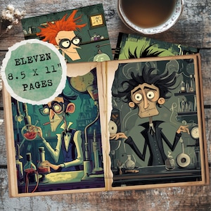 Junk Journal Ephemera Kit Bundle | Mad Scientist Gothic Theme | Vintage Whimsical Printable | Dark Academia | Lab Art | Digital Download