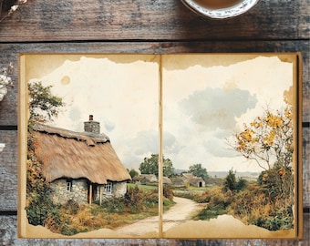 Romantic Irish Cottage Junk Journal Kit | Vintage Landscape Digital Pages for Scrapbooking & Journals