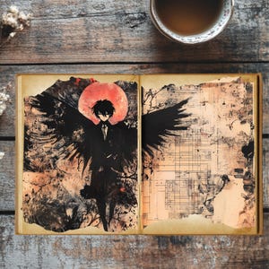 Shinigami Whispers: Gothic Manga Junk Journal Kit - 12 Digitale Seiten