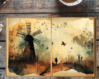 Whispers of Windmills – Dutch Countryside Vintage Junk Journal Kit (13 Pages)