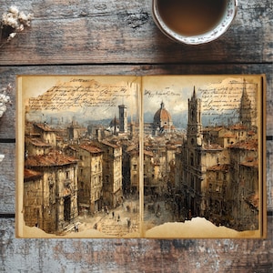 Italian Vintage Junk Journal Kit - Afdrukbare Florence Ephemera - 10+1 pagina's - Grunge reisbriefpapierset
