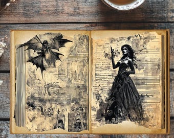 Shadowcraft Journal Pages | Gothic Witchcraft Digital Download | Halloween Junk Journal Kit | Printable Grimoire Paper Set