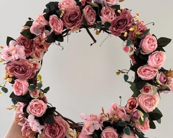 Luxury pink floral wreath 16”