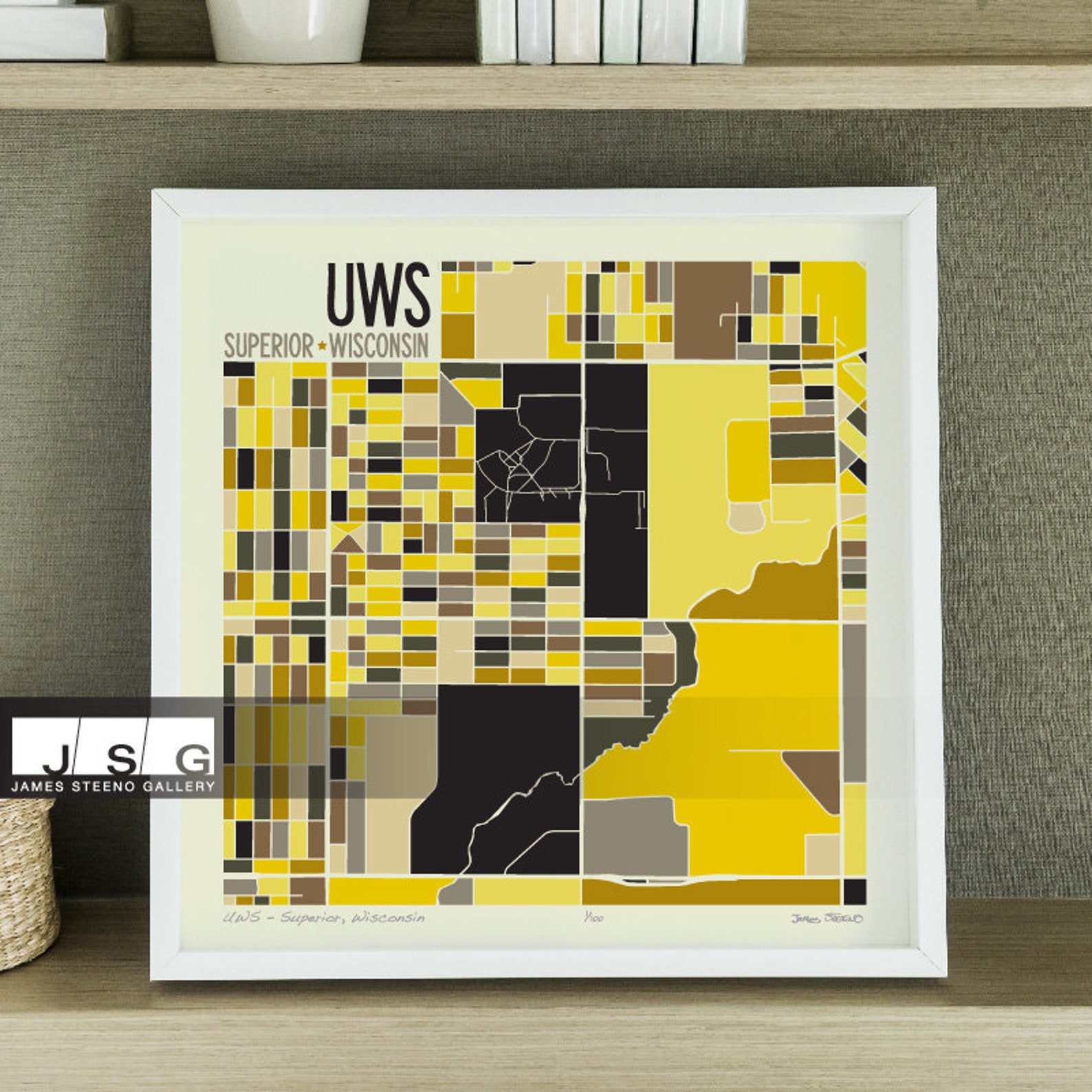 UWS Superior Wisconsin University Campus Art Map Print Etsy